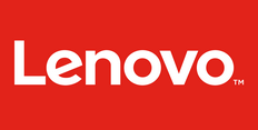 Bílé logo čínské firmy Lenovo na červeném pozadí